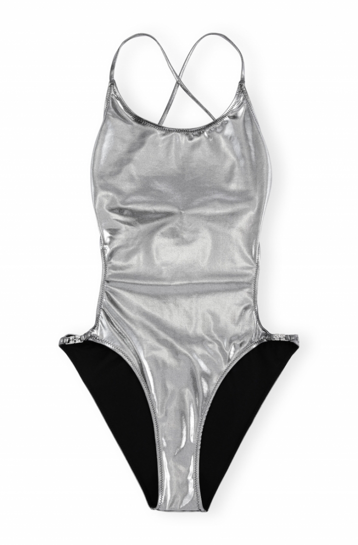 Recycled Shine String Swimsuit 18 Silver