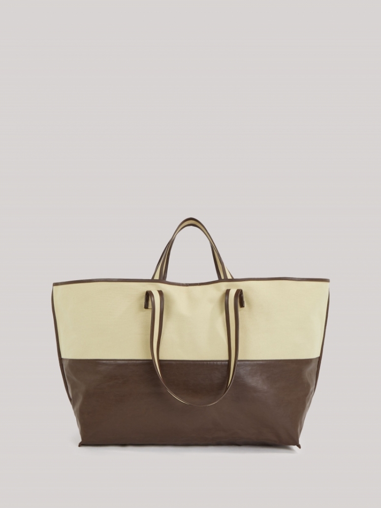 Tote bi-color canvas 186 beige / oil