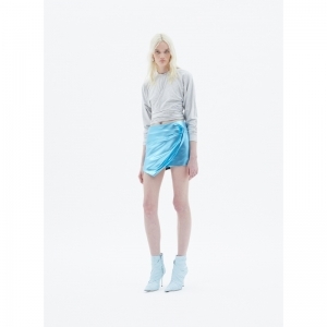 THE MIRIAM METALIZED SKIRT - TURQUOISE