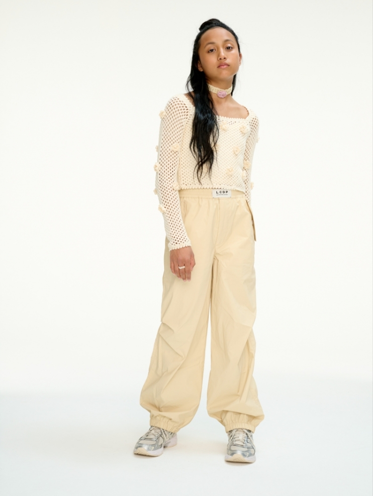 Coated cotton parachute pants 144 straw