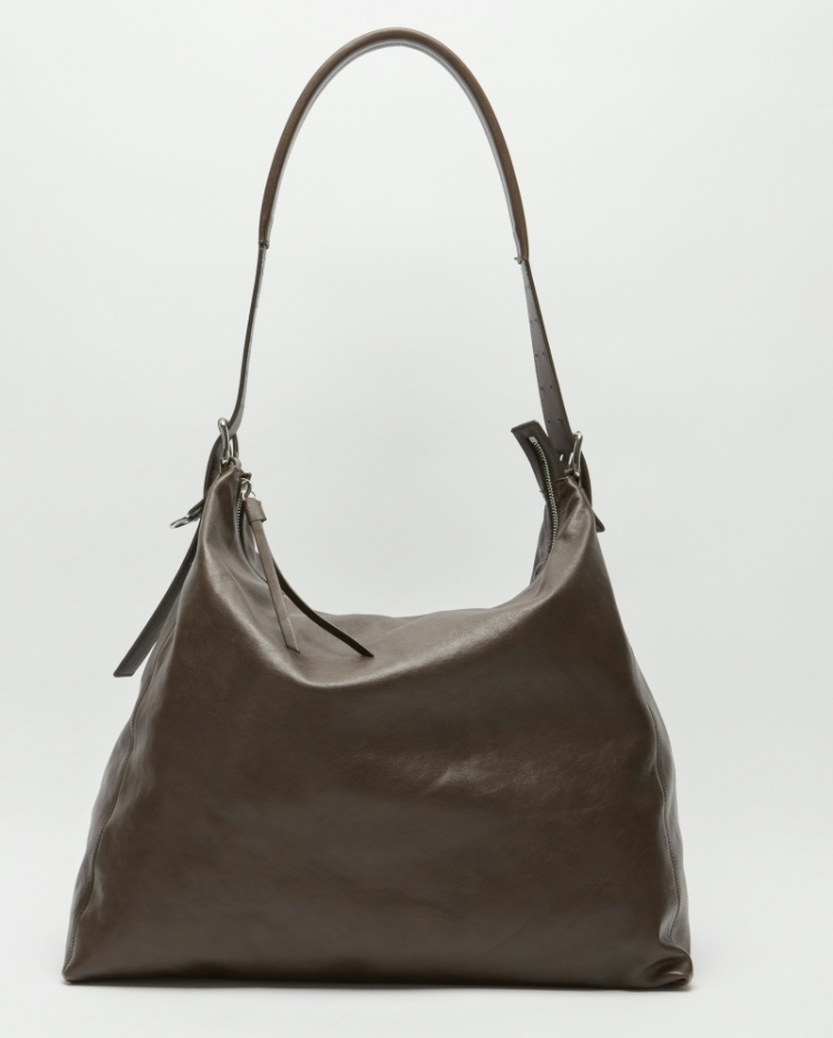 BELTED HOBO BAG DARK BROWN