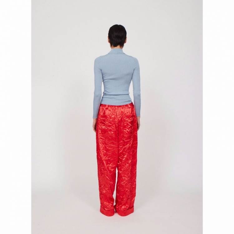 LONG SLEEVES RIB SWEATER BLUE