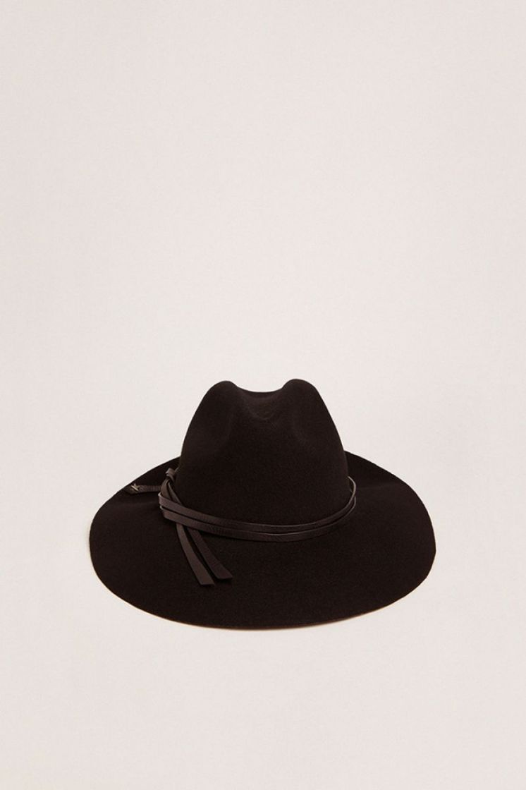 GOLDEN FEDORA HAT FELT WITH LE - BLACK
