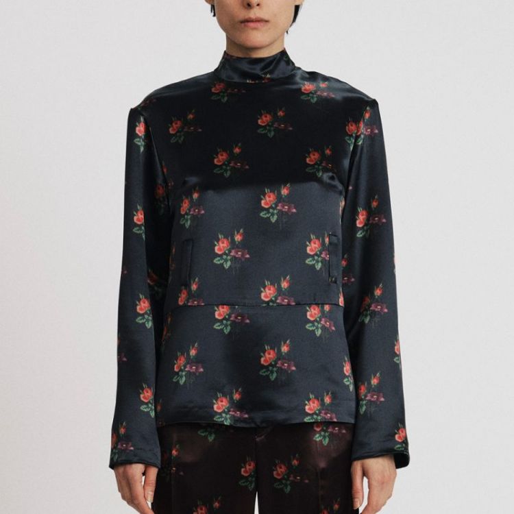 FLORAL SATIN - BLACK