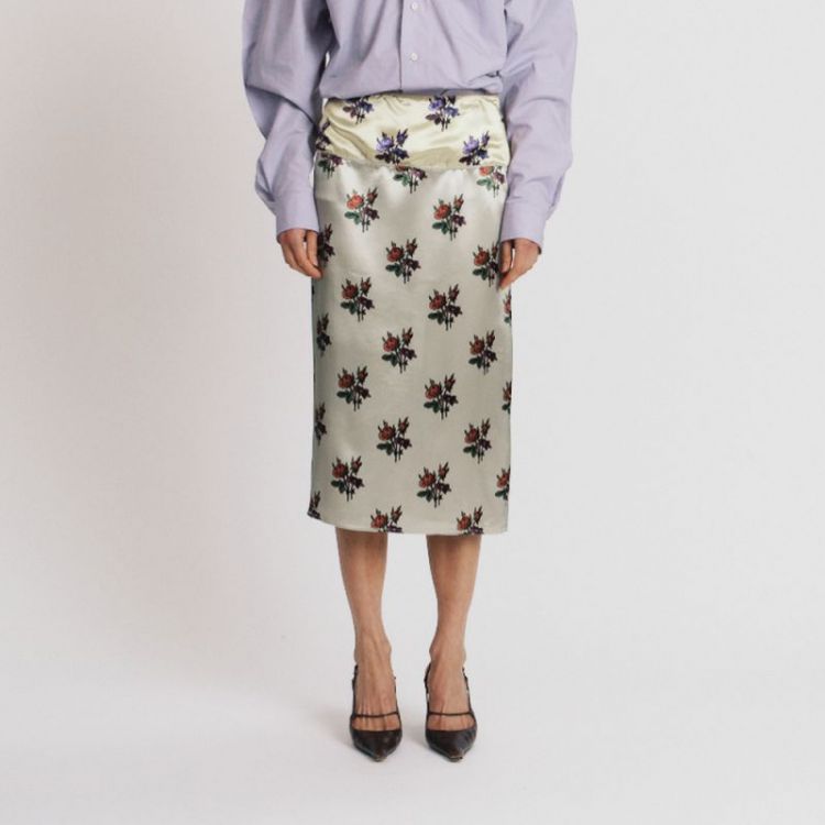 FLORAL SATIN - MINT / YELLOW