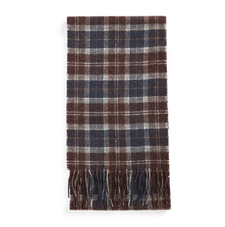 TARTAN LAMBSWOOL SCARF SOS-NY91 BLACK