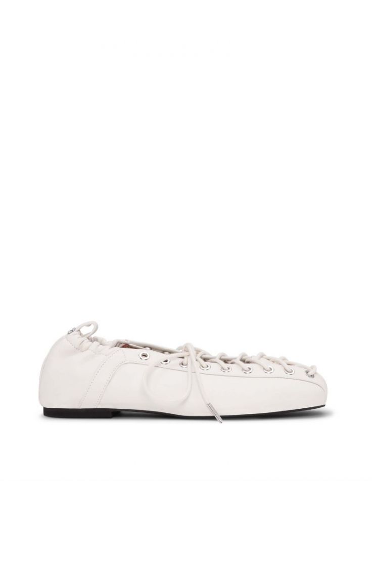Eyelets Lace Up Ballerina - Egret