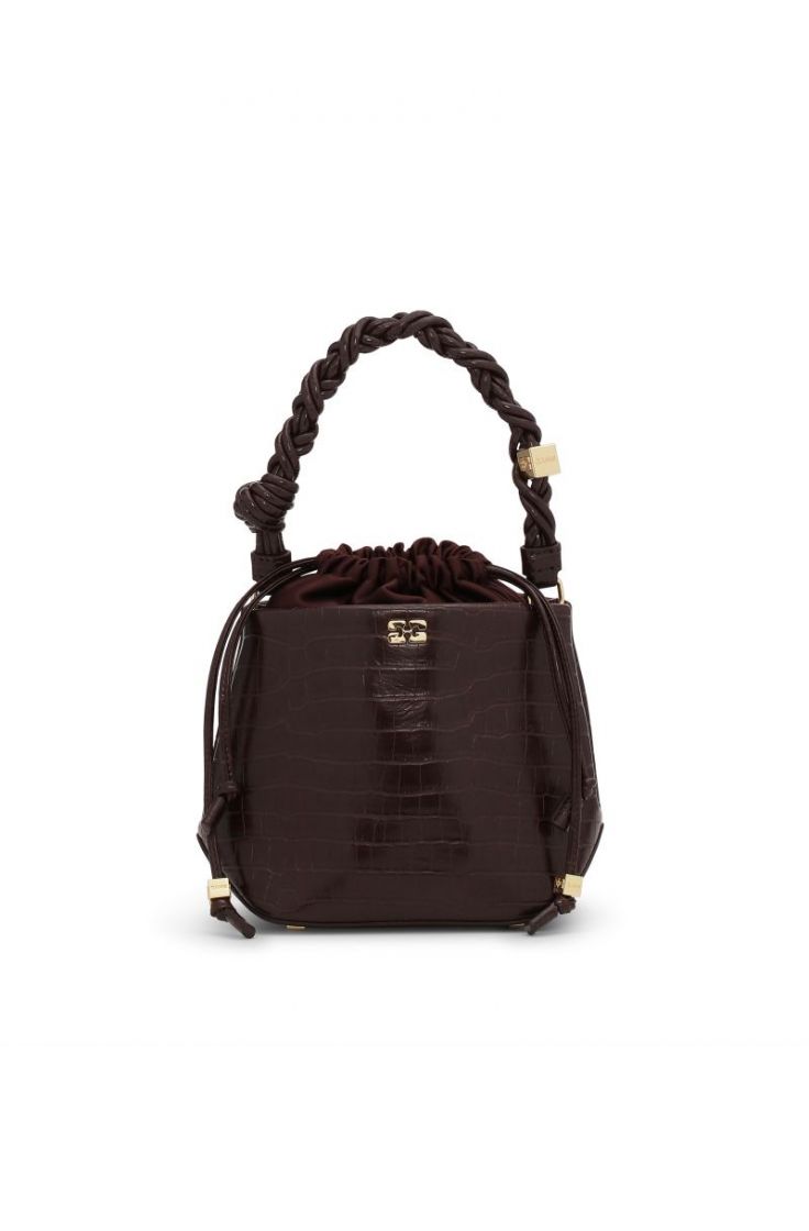 Ganni Bou Bucket Bag Croco - Chocolate Fon