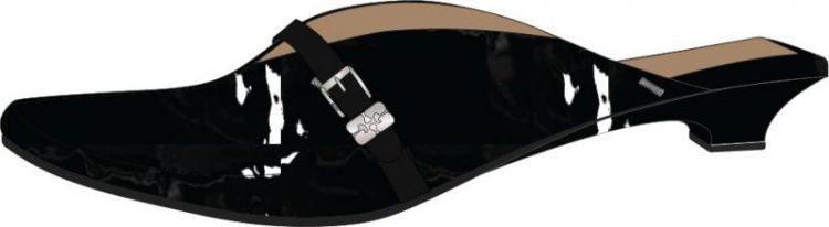 Sue Kitten Heel Mule Box Oleat - Black