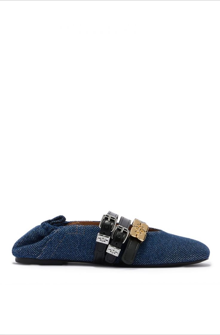 Sue Triple Ballerina Denim Fri - Dark Blue Vin