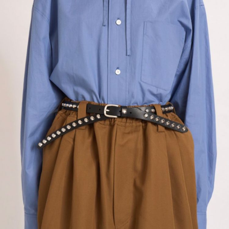 SKINNY DOUBLE TIP BELT WITH ST BLACK