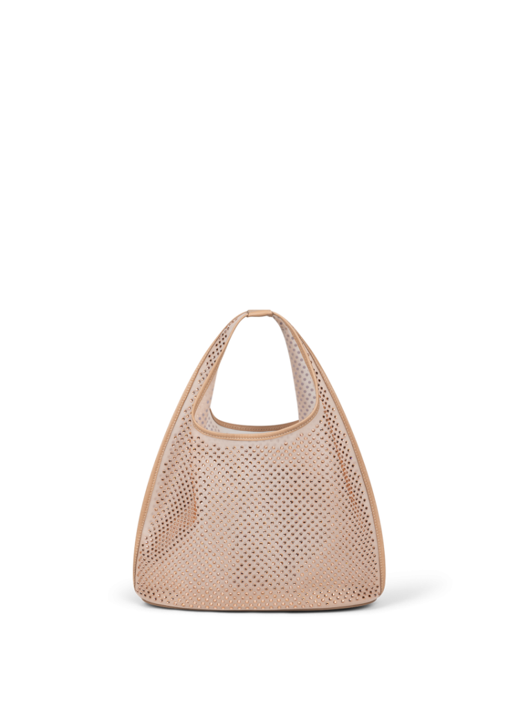 SMALL CRYSTAL MESH SACHETTO - NUDE PINK
