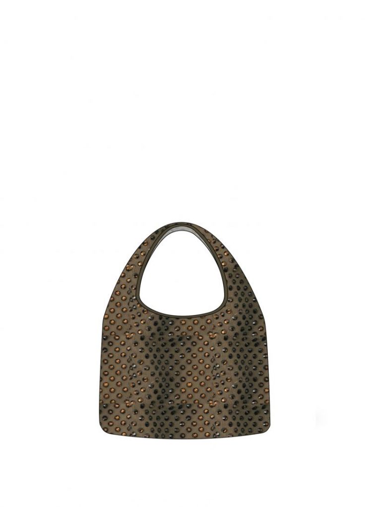 SMALL CRYSTAL MESH SACHETTO - KHAKI