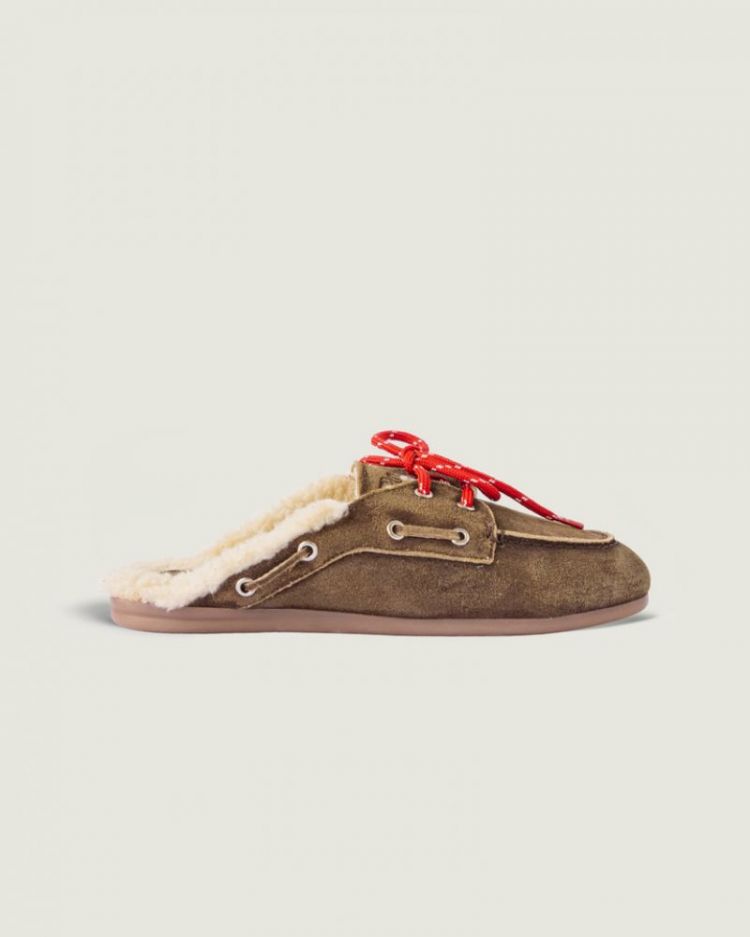 BOATLOAFER - MULE FUR SUEDE 201 Dark brown
