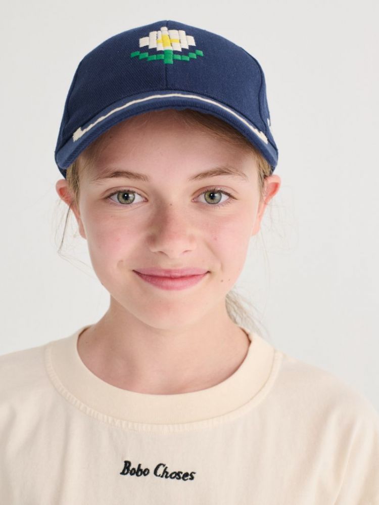 Pixel Daisy twill cap 411 NAVY BLUE
