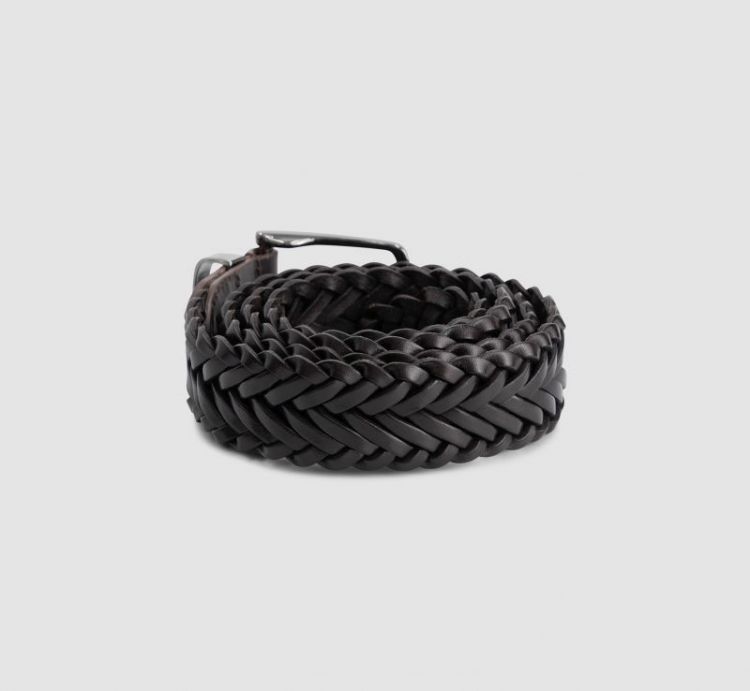 Braided Leather Belt 200 Brown