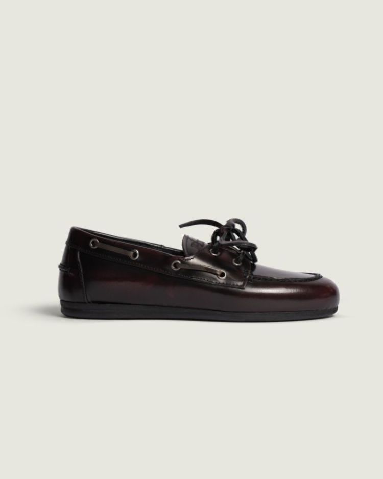 Boat Loafer Brushed Box Leathe 501 Burgundy