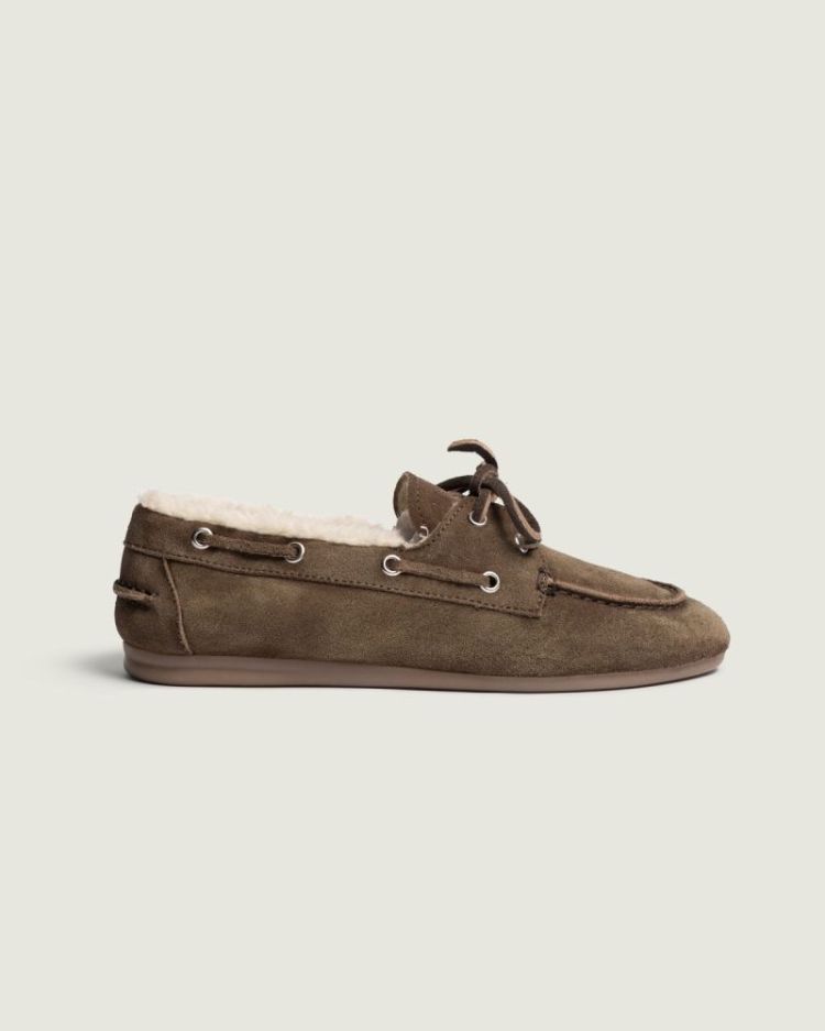 Boat Loafer Brushed Fur Suede 201 Dark brown