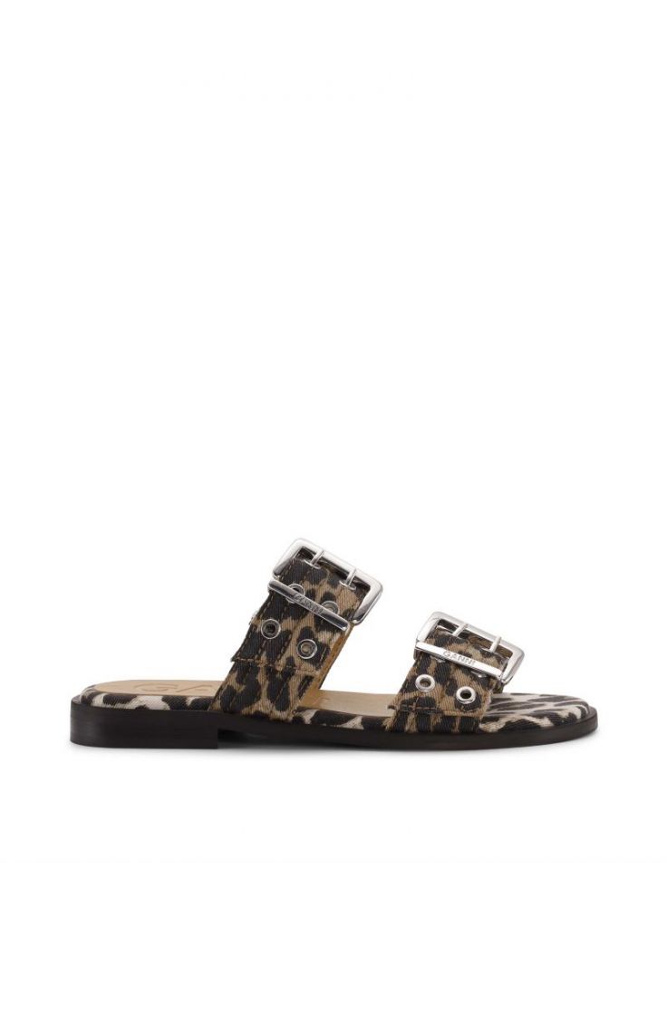 Feminine Buckle Two Strap Sand - Leopard