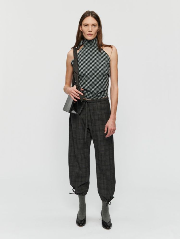 STRING TROUSER - GREY CHECK