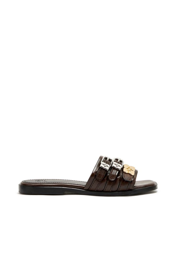 Sue Triple Flat Mule Crinkle - Demitasse