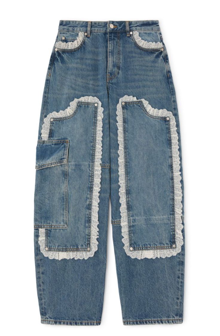 Rigid Denim Lace Audri Jeans - Dark Blue Vin