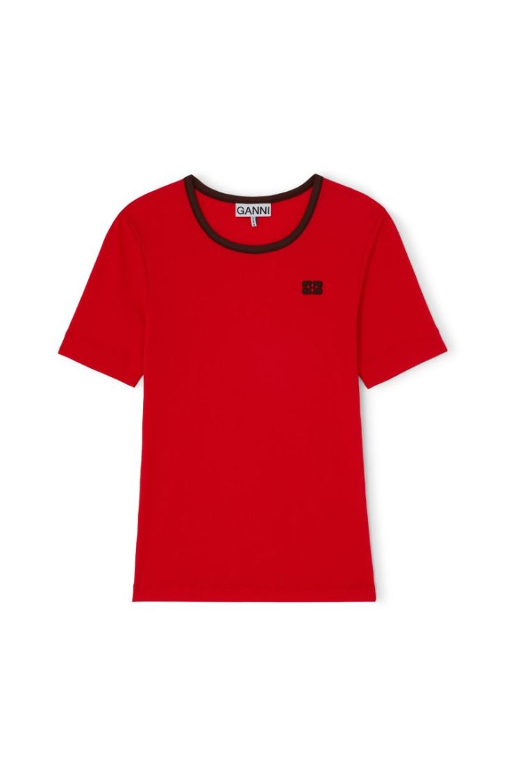 Soft cotton rib tee - High Risk Red
