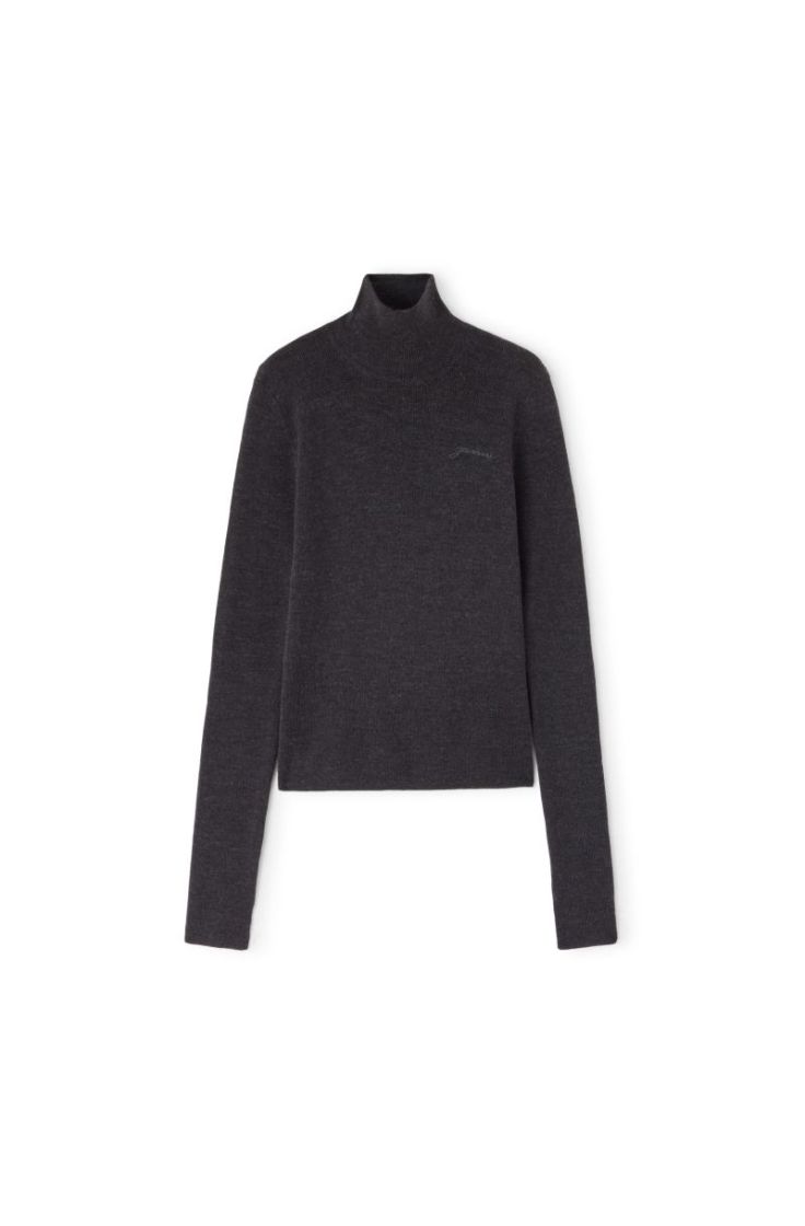 Mini Ribbed Merino Mock Neck - Phantom