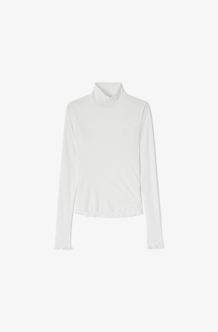 Marl Mesh Turtleneck - Bright White
