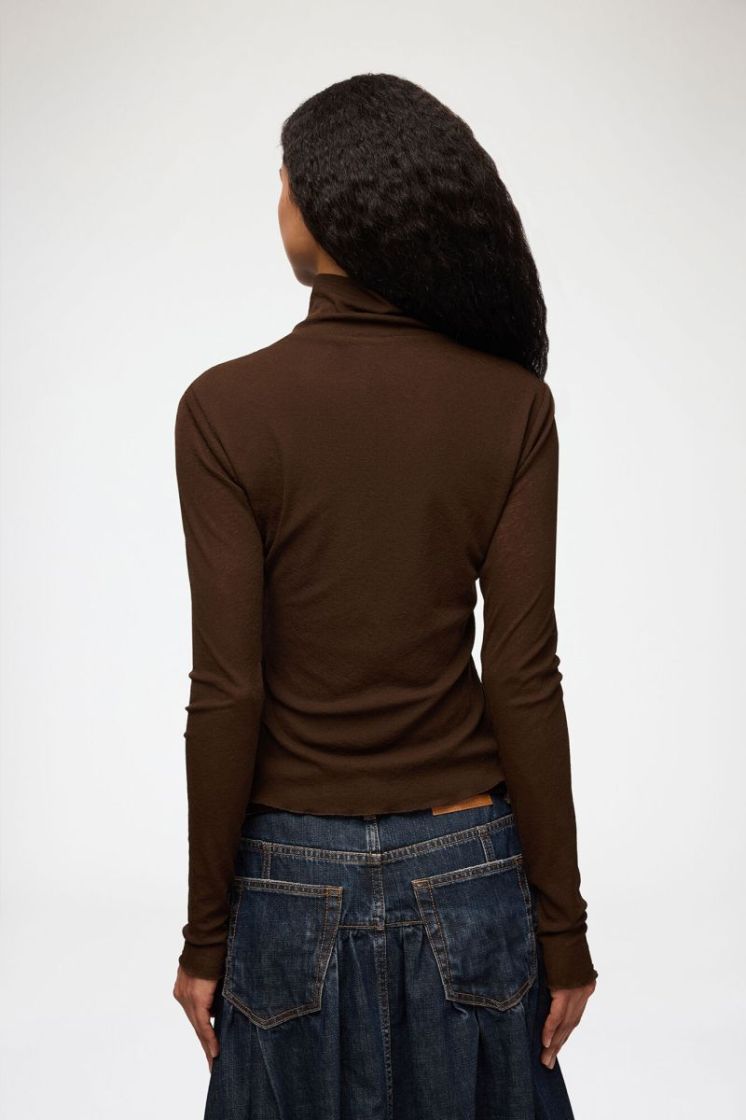 Marl Mesh Turtleneck - Demitasse