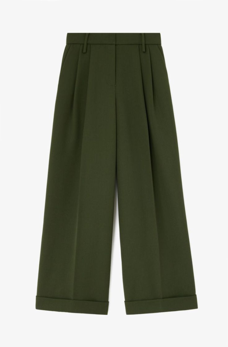 Single Wool Twill Oversized Pl - Kombu Green