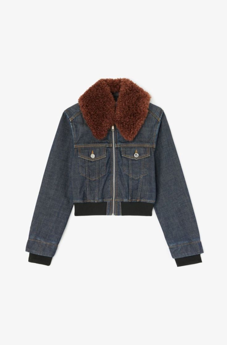 Slub Denim Cropped Bomber Jack - Rinse