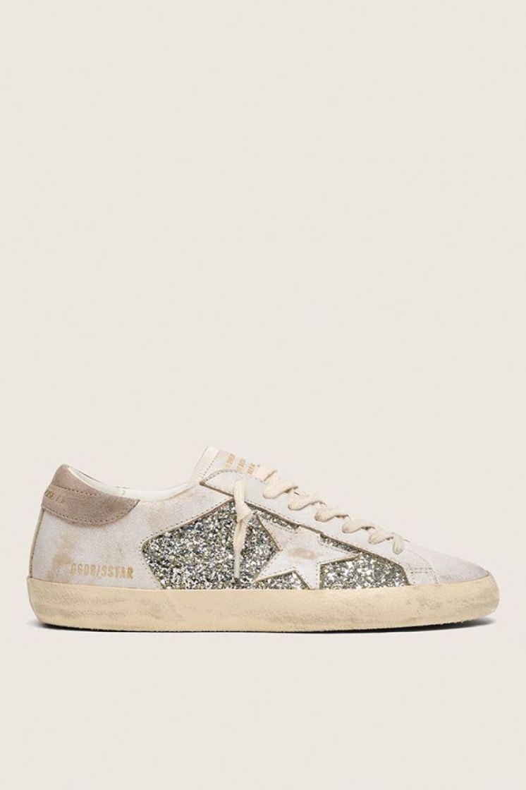 SUPER STAR GLITTER AND LEATHER - WHITE/PLATINU