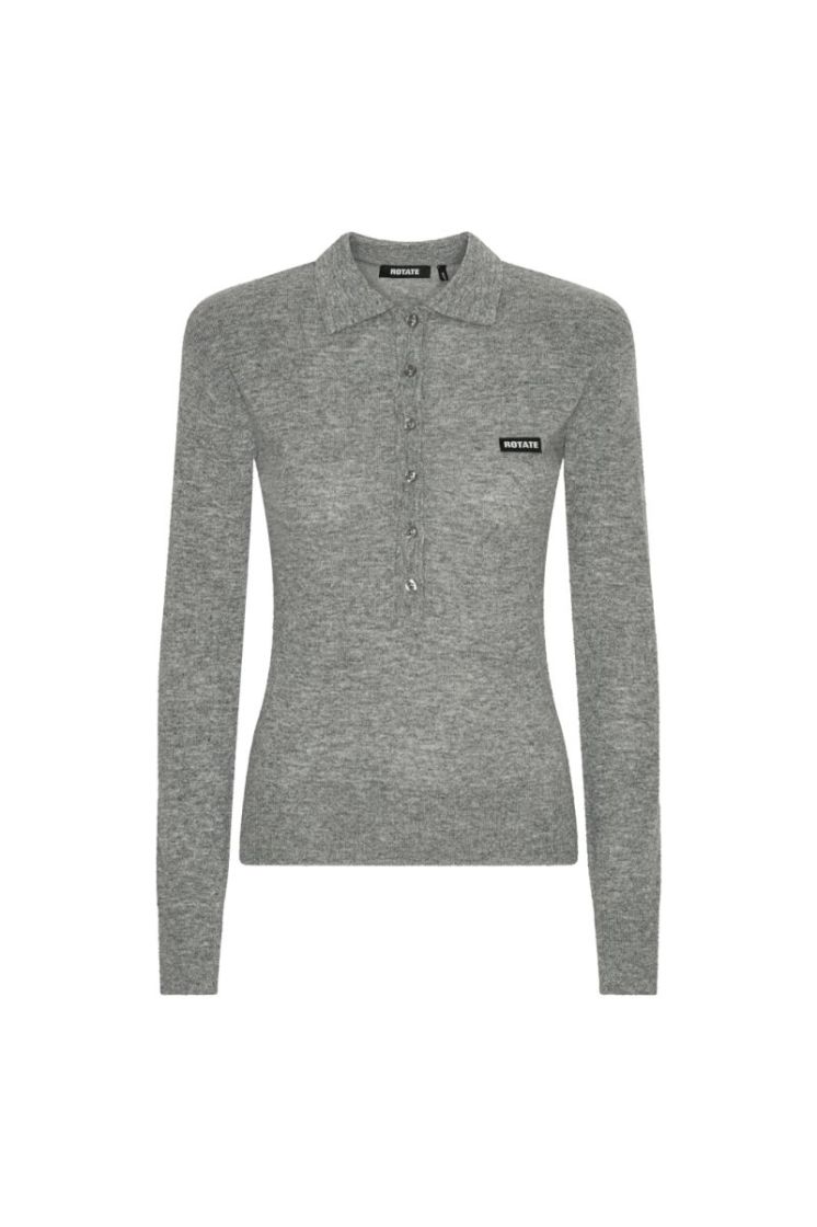 WOOL LONGLEEVE POLO - Frost Gray