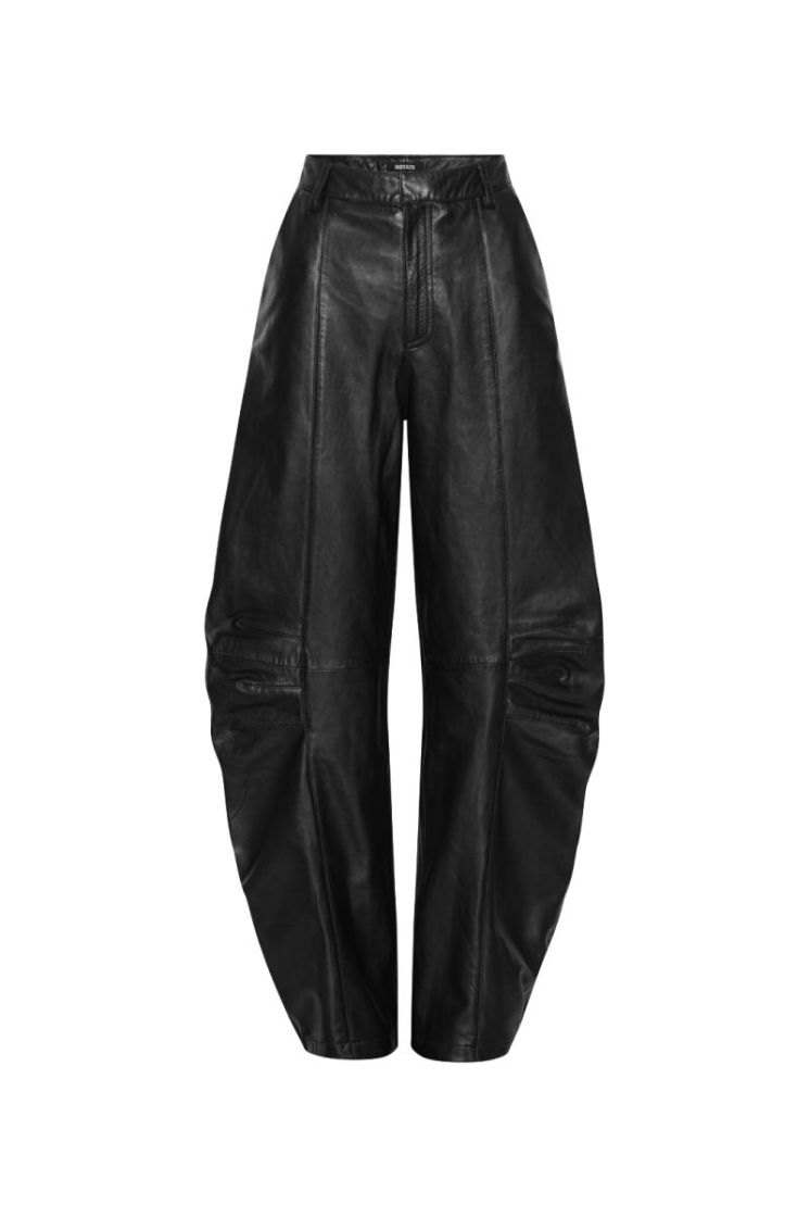 LEATHER CARGO PANTS - BLACK