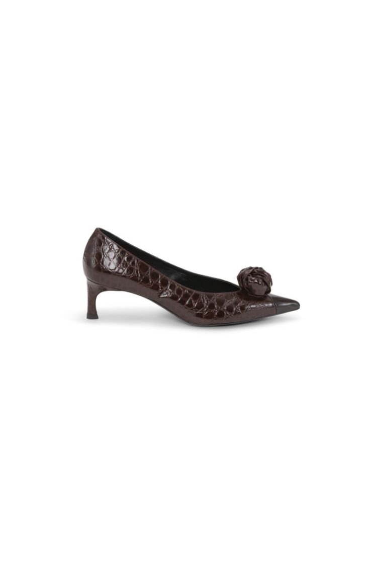 MID HEEL LEATHER PUMP - Fondue Fudge