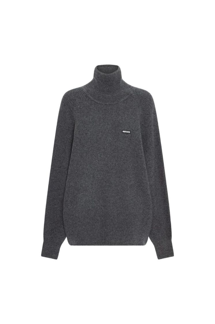 KNIT HIGHNECK JUMPER - GRAY PINSTRIP