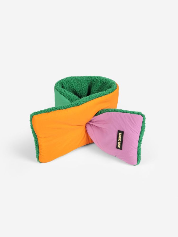 Color Block sheepskin neck war 561 FUCHSIA
