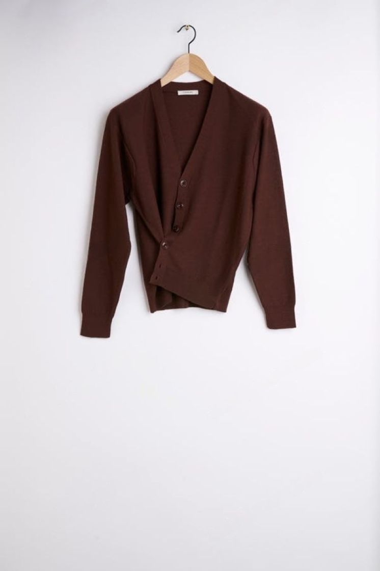 RELAXED TWISTED CARDIGAN - ACAJOU