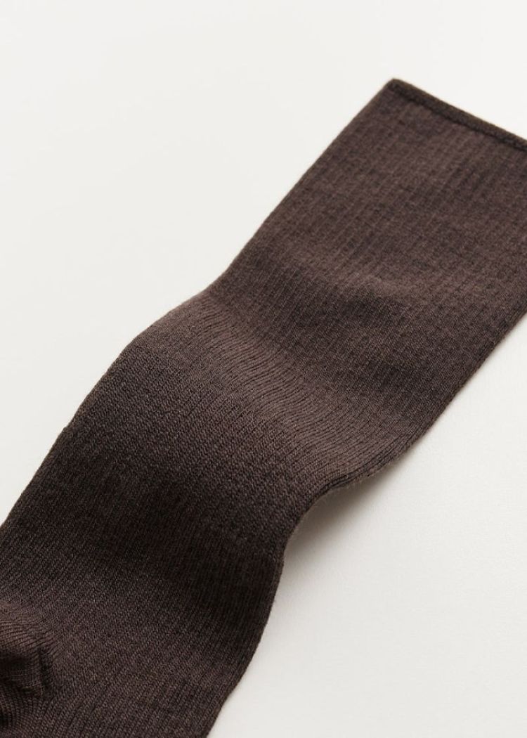 Wool Rib Socks - Brown
