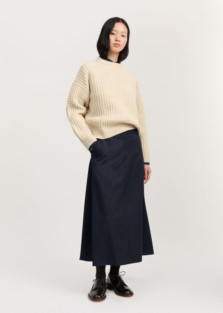 Stella Skirt Fine Wool - Black Navy
