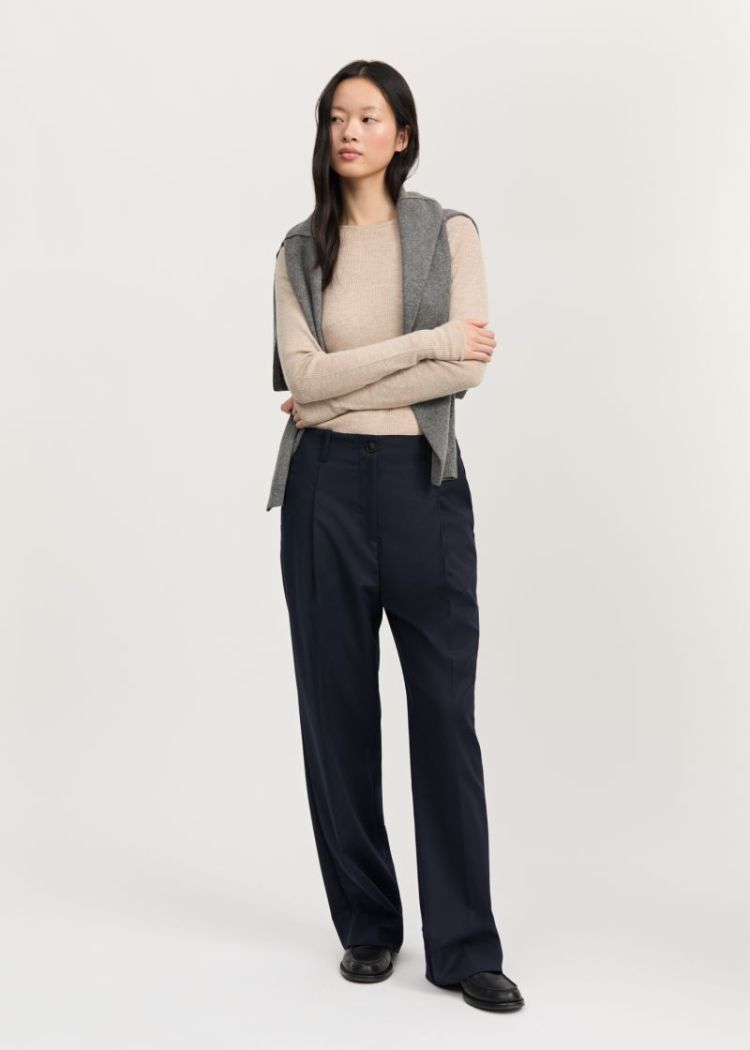 Toto Pant Fine Wool - Black Navy