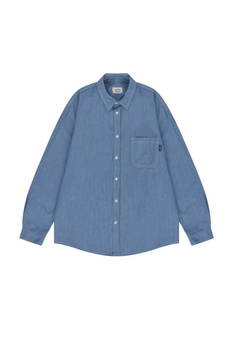 RELAXED CHAMBRAY SHIRT - LIGHT BLUE