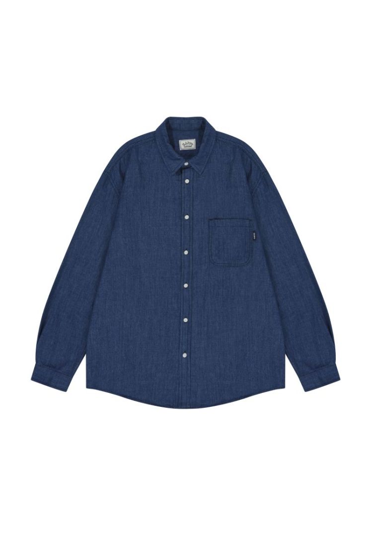 RELAXED CHAMBRAY SHIRT - BLUE