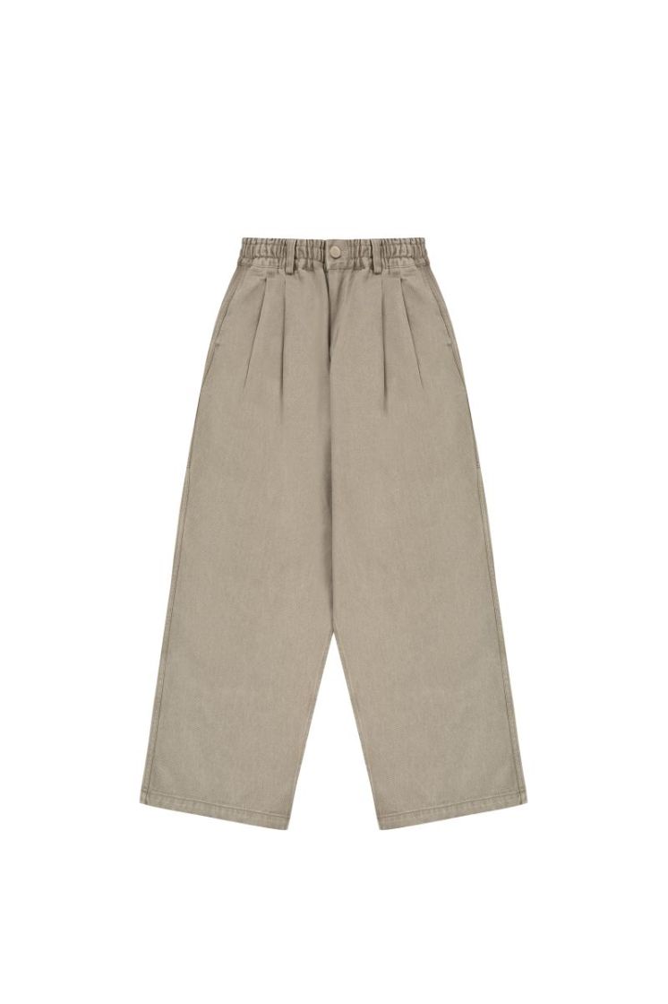 TWO TUCK WIDE KATION PANTS - LIGHT BEIGE