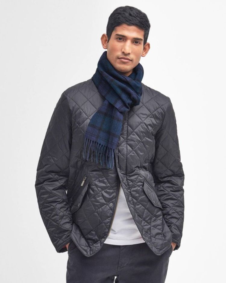 TARTAN LAMBSWOOL SCARF SOS NY91 BLACK