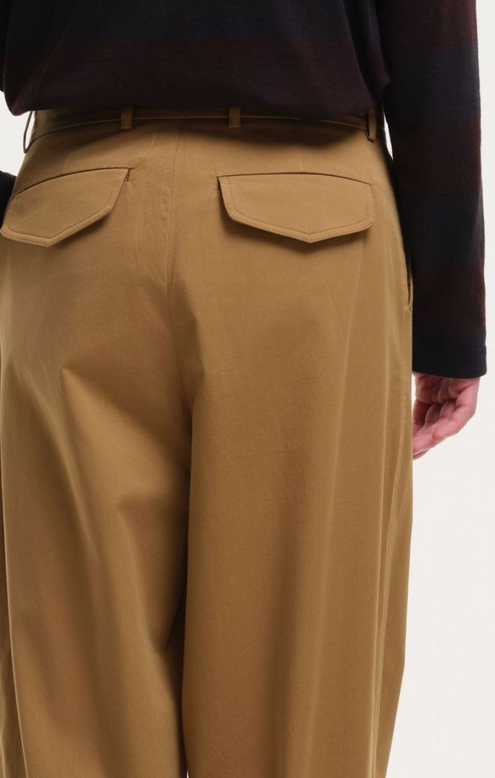 Double Pleat Pants Cotton - Beige