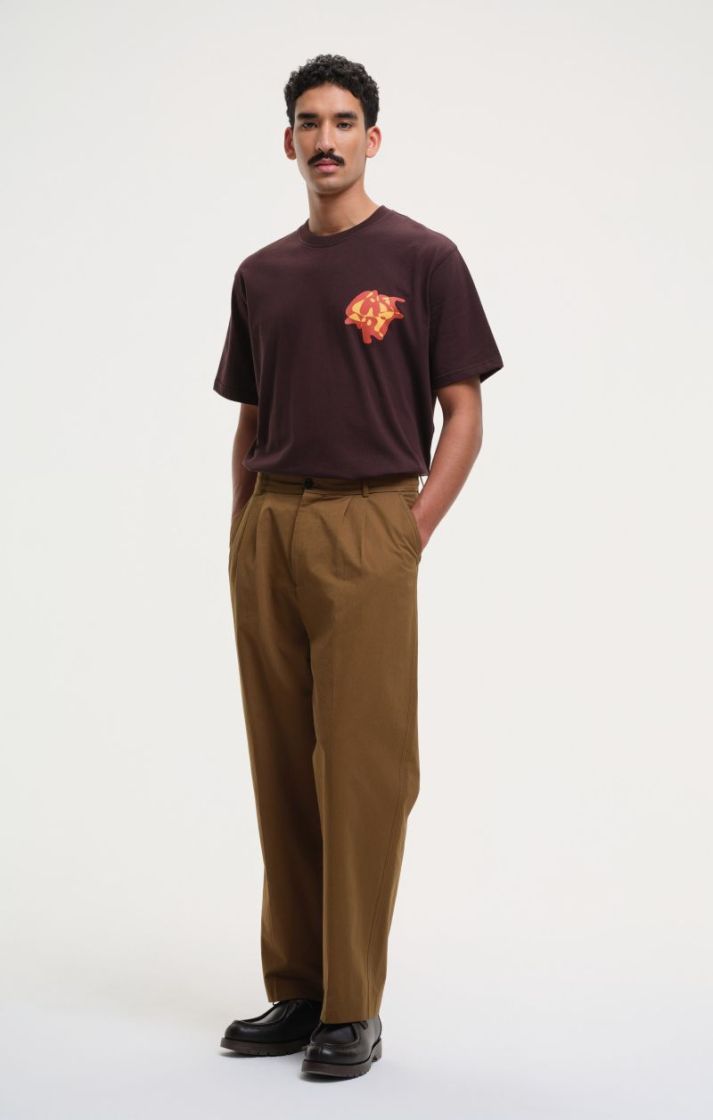 Double Pleat Pants Cotton - Dark Olive