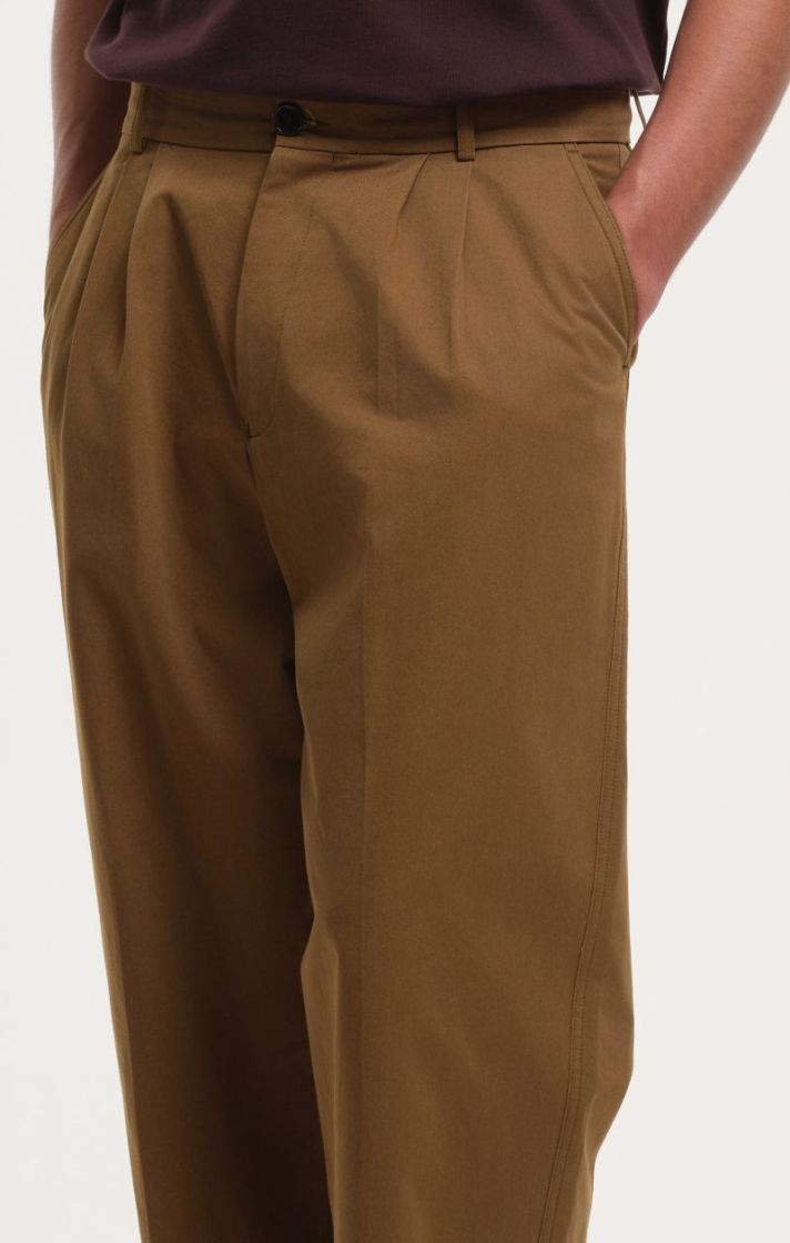 Double Pleat Pants Cotton - Dark Olive