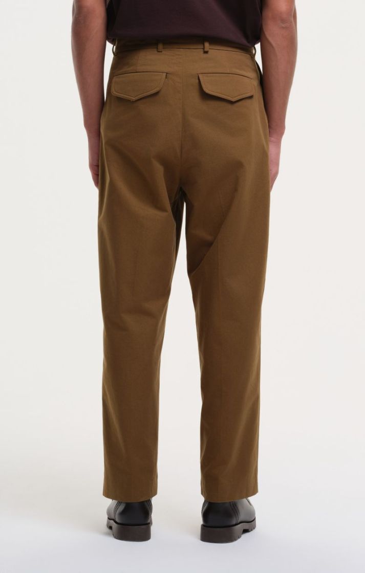 Double Pleat Pants Cotton - Dark Olive